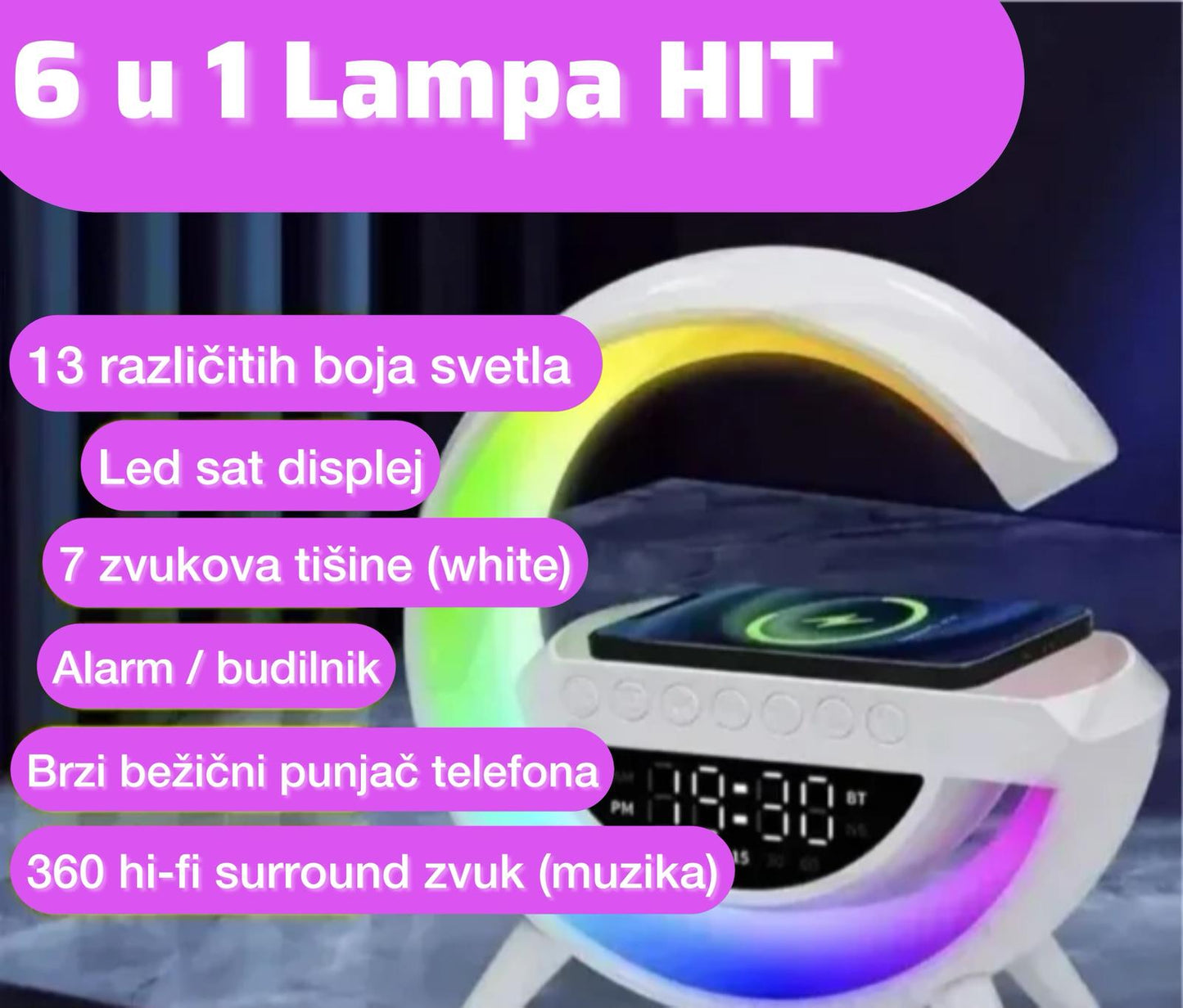 G PUNJAC LED LAMPA SAT ALARM I ZVUCNIK