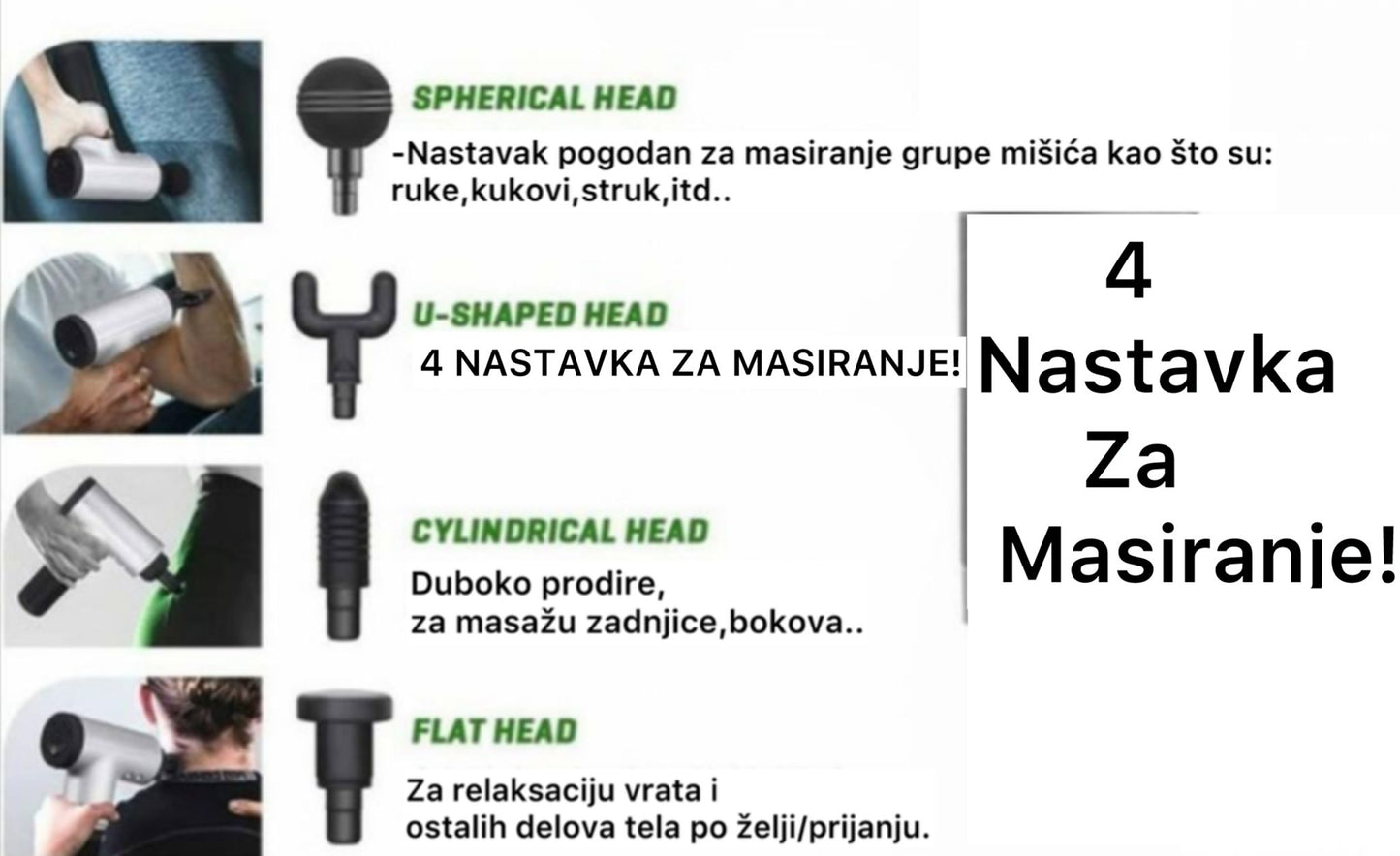 MINI PIŠTOLJ - MASAŽER - za masazu sa 4 nastavka