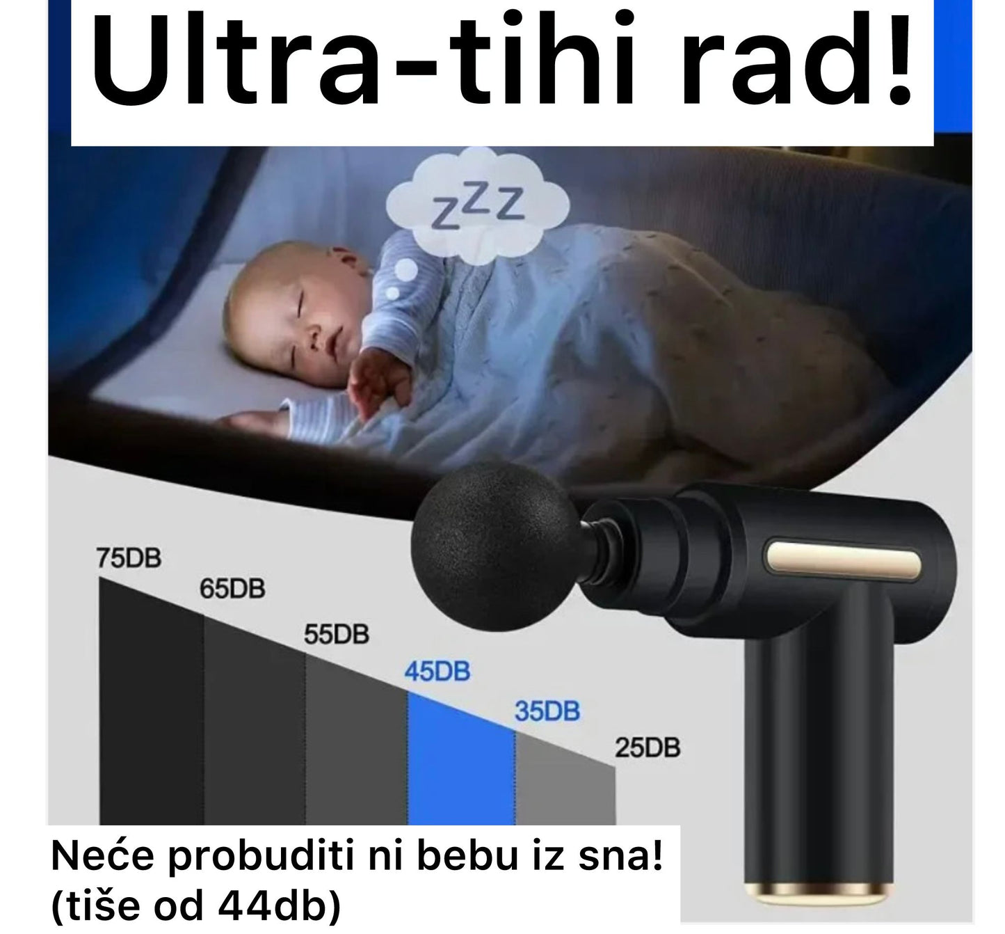 MINI PIŠTOLJ - MASAŽER - za masazu sa 4 nastavka