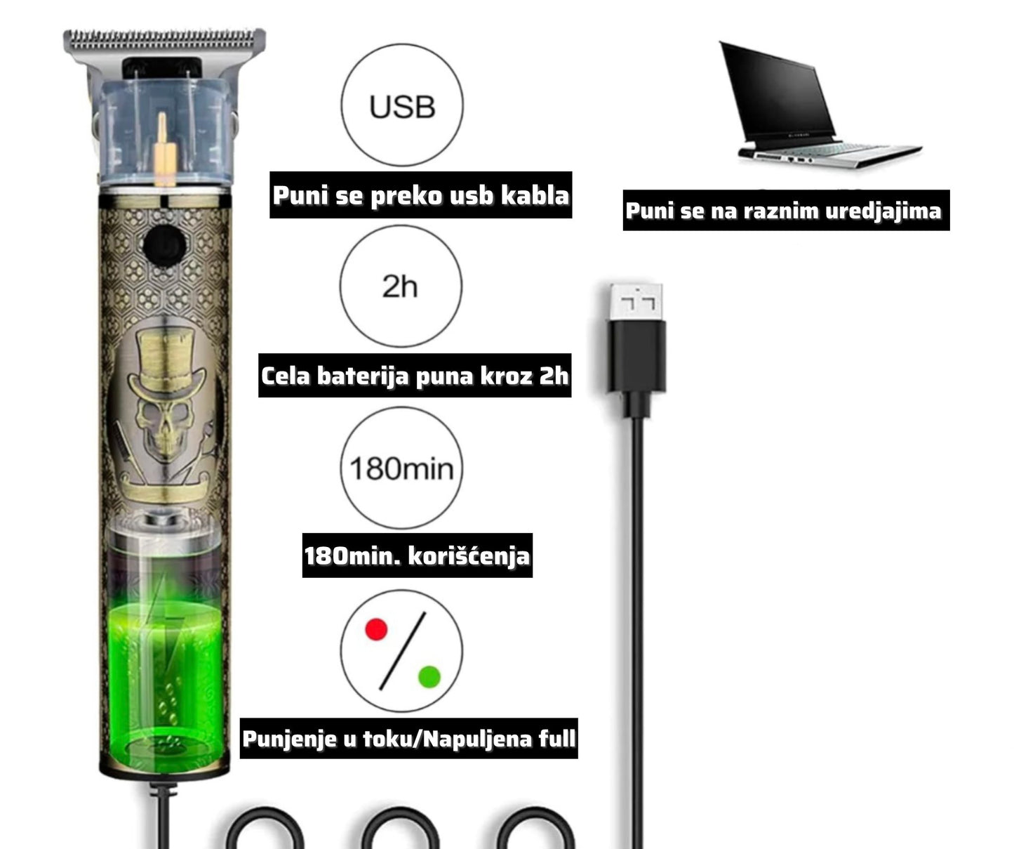 Elektricni Trimer za bradu kosu i sve delove tela - HIT